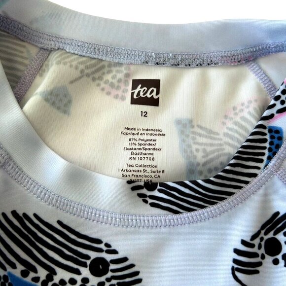Tea Collection Portugal Coastal Fish LS Rashguard Girls Size 12 - Picture 2 of 4